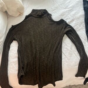 Anthropologie Long Sleeve Cold Shoulder Turtleneck